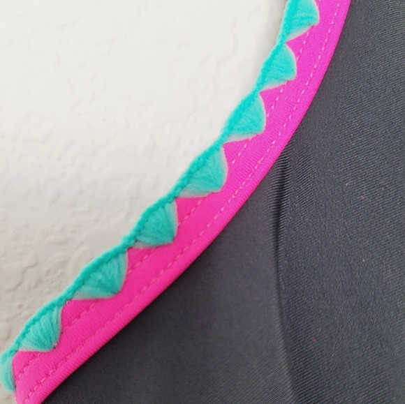 Swim Solutions Black One Piece with Neon Trim Sz M - Picture 7 of 11